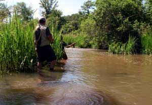 Fishing a side channel on the Flint...