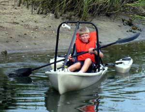 Jonathon paddles the Freedom Hawk 12...